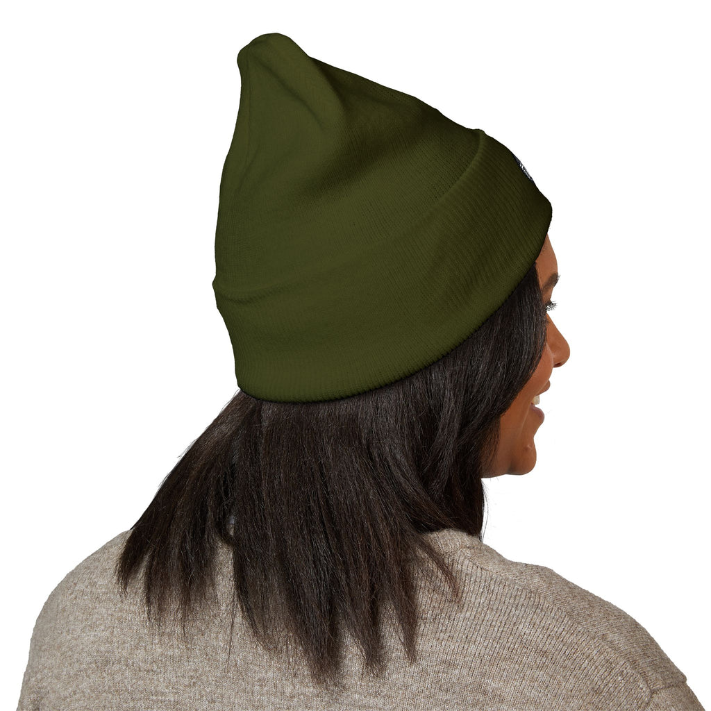 Embroidered Touch Life Patch Beanie — Classic Cuffed Knit Hat