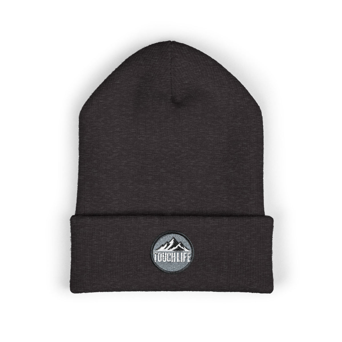 Embroidered Touch Life Patch Beanie — Classic Cuffed Knit Hat