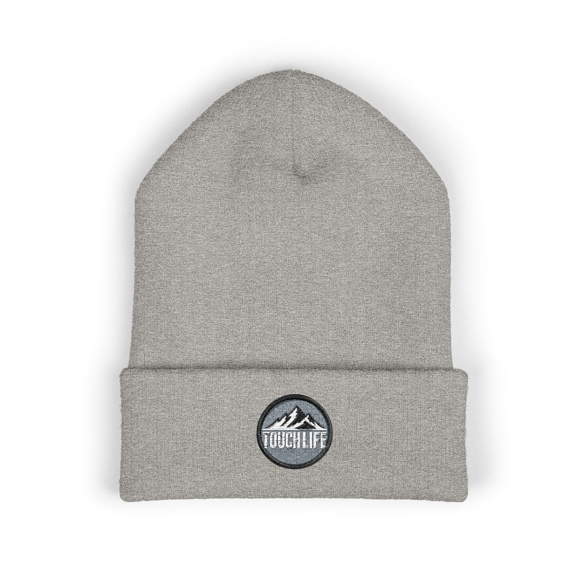 Embroidered Touch Life Patch Beanie — Classic Cuffed Knit Hat