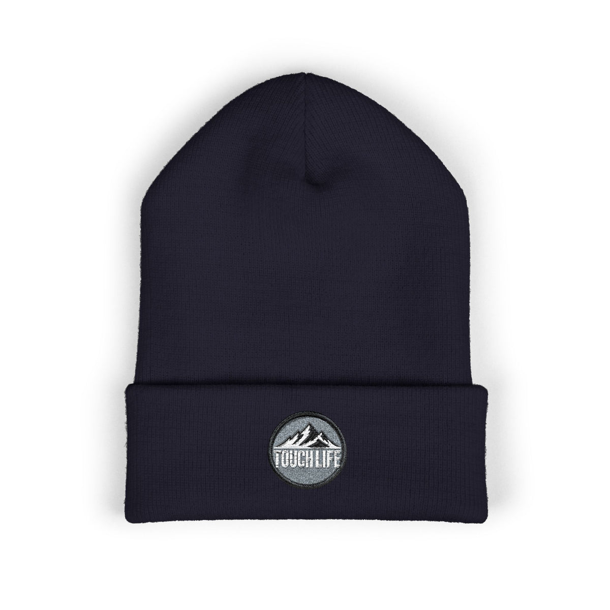 Embroidered Touch Life Patch Beanie — Classic Cuffed Knit Hat