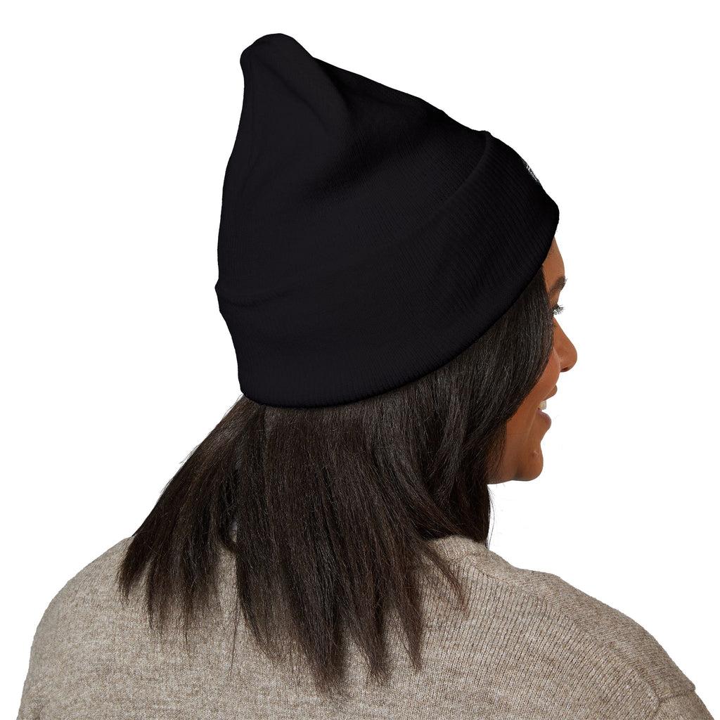 Embroidered Touch Life Patch Beanie — Classic Cuffed Knit Hat