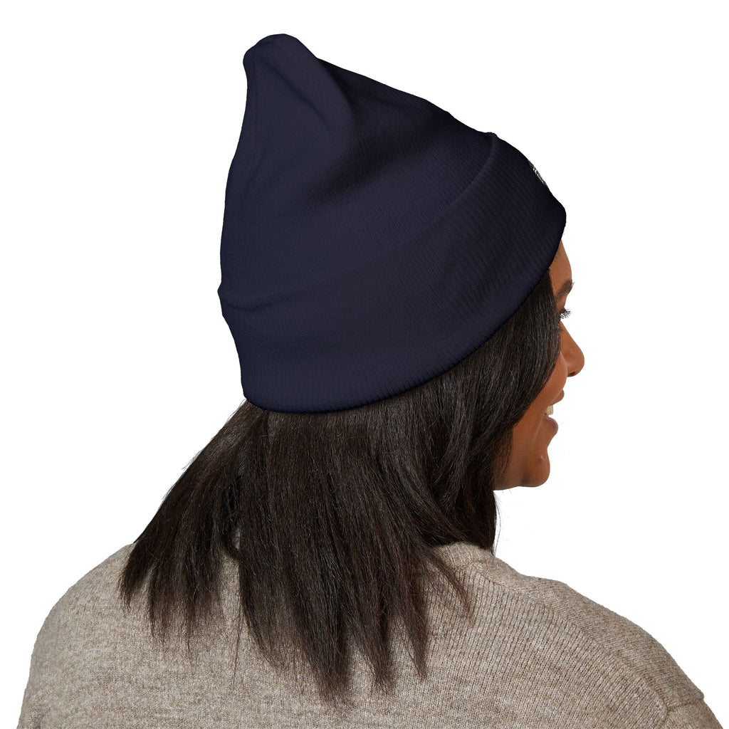Embroidered Touch Life Patch Beanie — Classic Cuffed Knit Hat