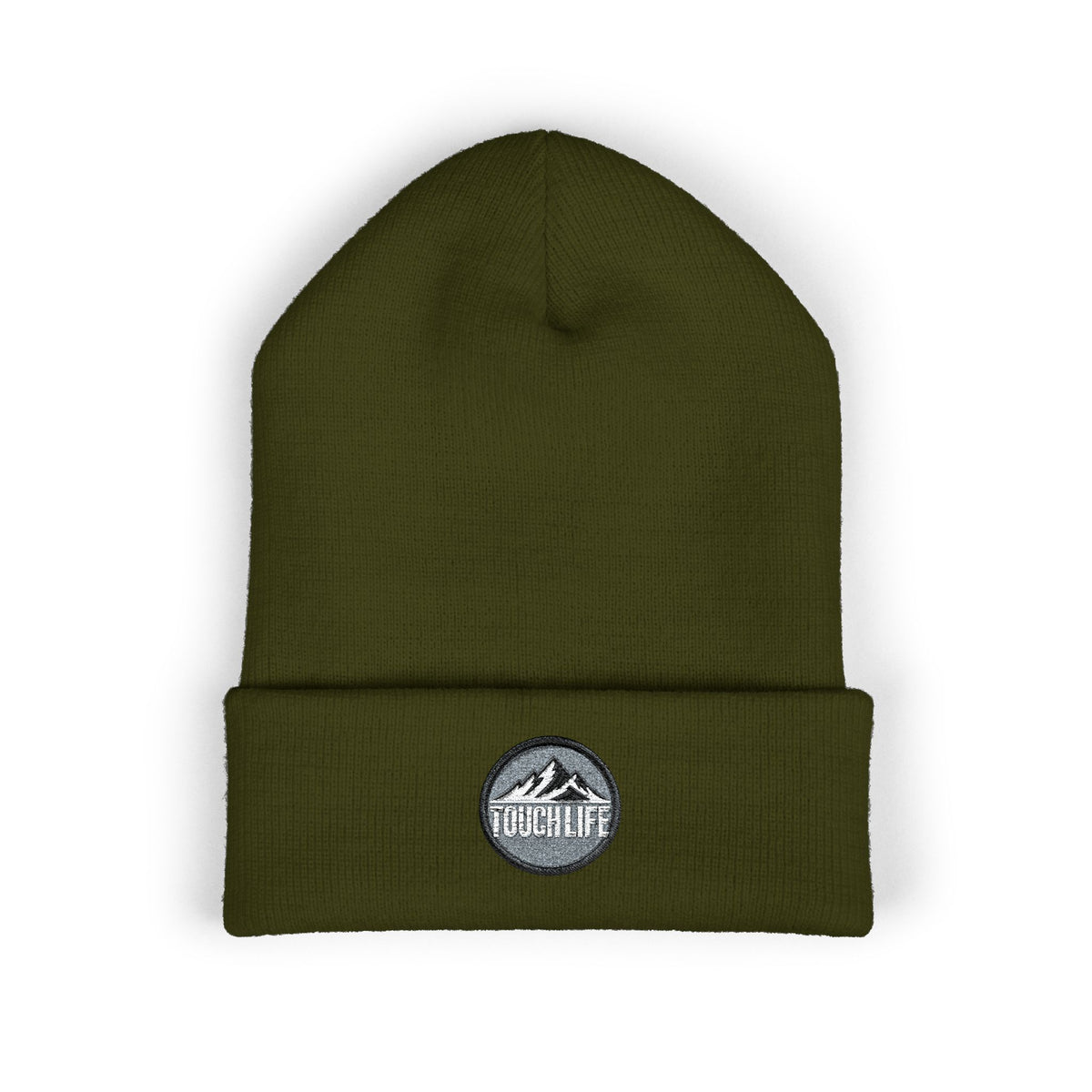 Embroidered Touch Life Patch Beanie — Classic Cuffed Knit Hat