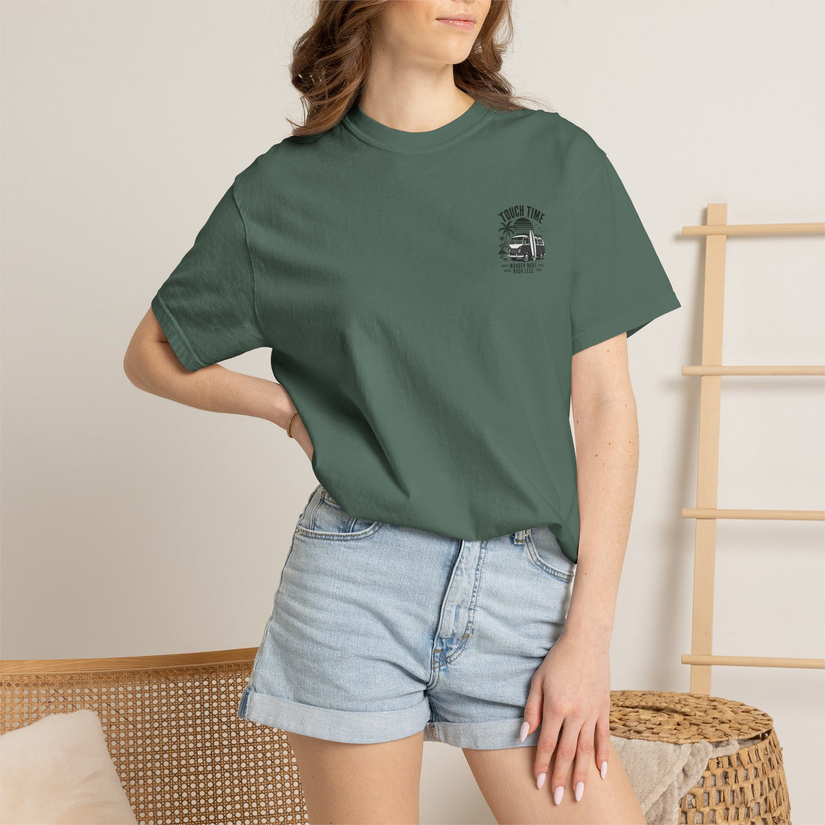 Touch Time T-Shirt — "Wander More, Rush Less"