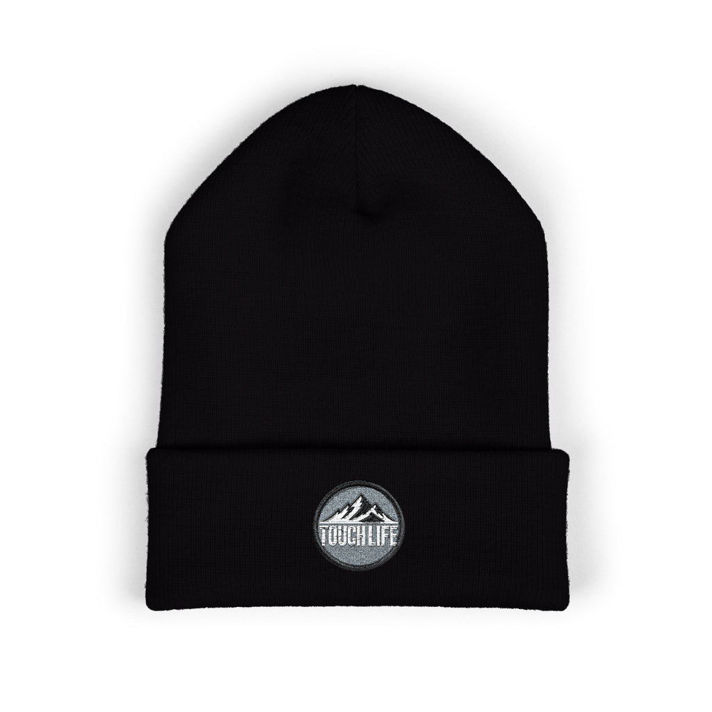 Embroidered Touch Life Patch Beanie — Classic Cuffed Knit Hat